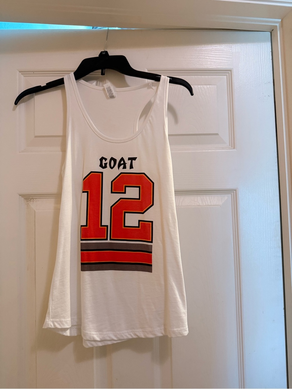 Ladies Racerback GOAT 12 White Tank Top with Red Graphic XS